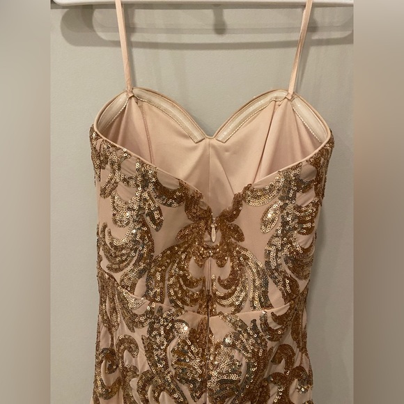 Rebecca Rose Gold Strapless Sequin Maxi Dress - Picture 8 of 10
